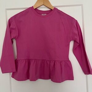 Hanna Andersson Fuchsia Long Sleeve Peplum Top